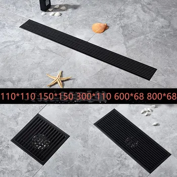 Black grindų drenažo aukštos kokybės, 304 nerūdijančio plieno dušo drainer Vonios kambarys drenažo-110*110 150*150 300*110 600*68 800*68mm