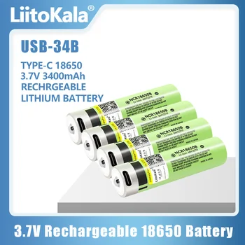 1-10VNT LiitoKala USB-34B), 3,7 V Originalus NCR18650B 3.7 v 3400mah Li-ion Įkraunama Baterija Su LED Indikatorius DC-Įkrovimas