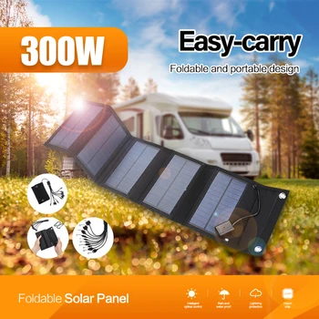 300W Portable Solar Panel Bage, Sulankstomas Galingas Saulės Plokštės 5V USB Saulės Baterijos Įkroviklio Kempingas Lauko vandeniui įkroviklis