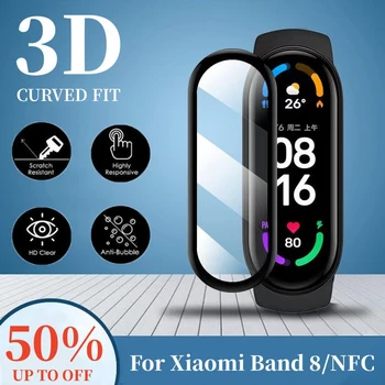 1/2/3 VNT 3D Išlenkti Minkštas Hidrogelio Filmas Xiaomi Mi Juosta 8 Apsauginės Plėvelės Xiomi MiBand 8 Smartwatch Ekrano Apsaugų