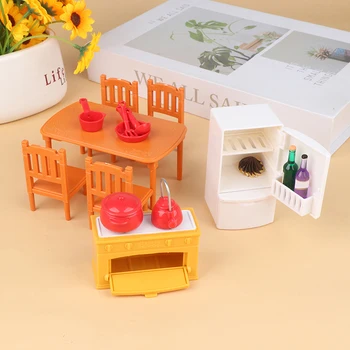 Miniatiūriniai Lėlių Valgomojo Stalas, Kėdės Nustatyti Lėlės Namas Baldų Priedai Virtuvės Dekoro, Žaislų, Dovanų