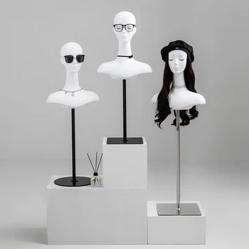 Balta Moteriška Manekeno Galva su ilgais Pole Display Už Perukas Skrybėlę Papuošalai ir Šalikas