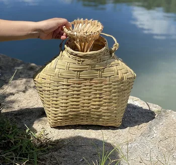 Žuvies krepšeliai, bambuko austi gaminiai, žvejybos, krevečių gaudymo, bambuko narvus, lou dangteliai, arbata skinti