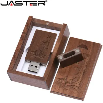 JASTER Riešutmedžio medienos USB 2.0 Flash Diskai 64GB Nemokamai logotipą Pen drive 32GB Memory Stick Kūrybos dovana Išorės saugojimo U Disko