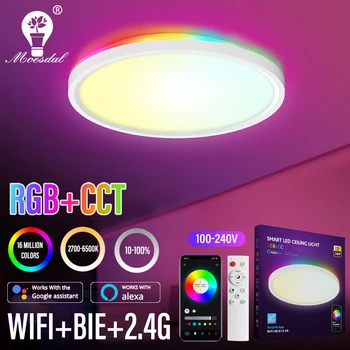 WIFI Smart Lubų Šviesos 24W RGB App Kontrolės Pritemdomi Muzikos Sinchronizuoti Modernių Lubų Šviesos, Miegamojo Kambarį Žaidimų Kambarys