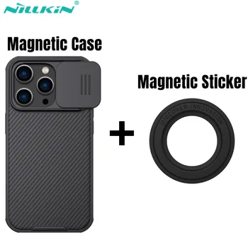 NILLKIN iPhone 14 Pro Max Magnetinis dėklas Su Magnetiniu Lipduku Skystu Silikonu Apsaugos Kameros Dangtelis, Skirtas 