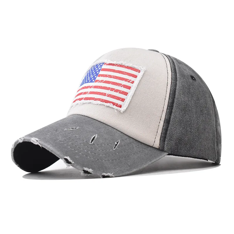 Beisbolo kepuraitę nuo Saulės skrybėlę Retro stiliaus beisbolo kepuraitę Spalvų atitikimo, Amerikos vėliava modelis Pavasarį, Rudenį beisbolo Hip-Hop Įrengtas Bžūp . ' - ' . 1