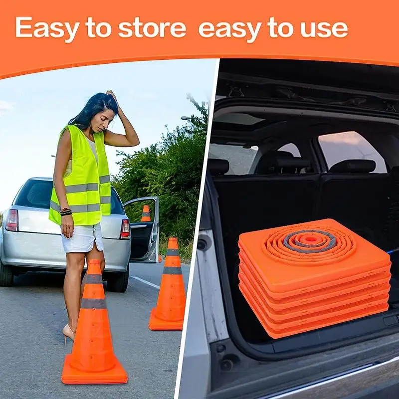 Išardomi Orange Kelių Saugos Kūgių 45cm Eismo automobilių Stovėjimo aikštelė Spurgų Multi Purpose Atspindinti Juostelė Eismo Spurgų . ' - ' . 4