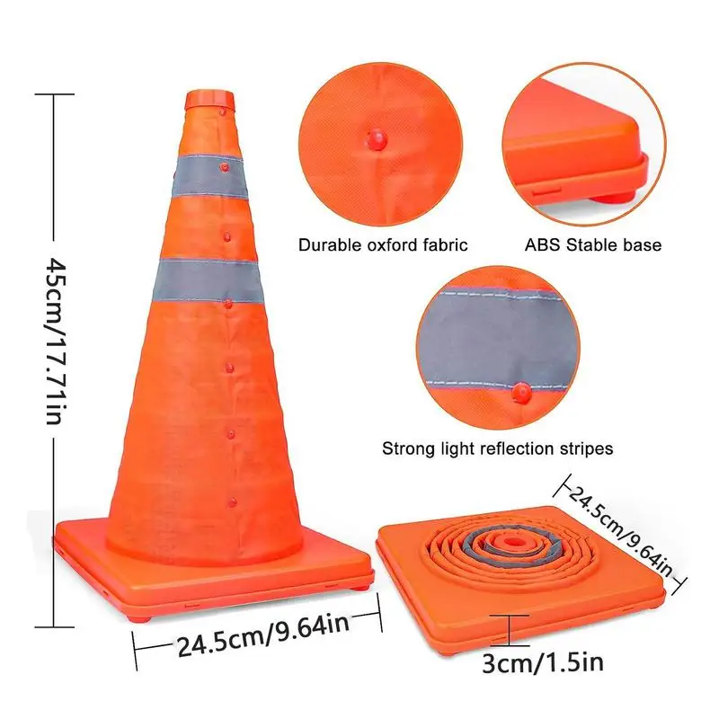 Išardomi Orange Kelių Saugos Kūgių 45cm Eismo automobilių Stovėjimo aikštelė Spurgų Multi Purpose Atspindinti Juostelė Eismo Spurgų . ' - ' . 5