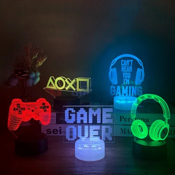 Žaidimų Setup RGB 3D LED Lempos, Žaidimų Kambarys Dekoro Lempos Naktį Šviesos, Miegamojo Dekoro Berniukas Vaikams Kalėdų Dovana Šviesos Stalo Lempa