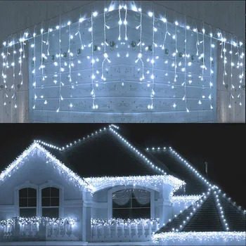 Kalėdų LED Užuolaidų Varveklis String Šviesos Lauko Sodo Gatvės Pastoge Mall Dekoratyvinis Pasakų 120Leds Girliandą Šviesos Ašaros 0,6 m