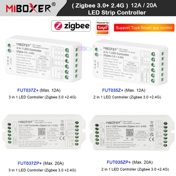 Miboxer Zigbee 3.0 2.4 G Nuotolinio 2 in 1 Dvigubas baltas Vienos spalvos 3 in 1 RGBW RGBCCT RGB LED Juostos Valdiklis 12V 24V 12A/20A Tuya